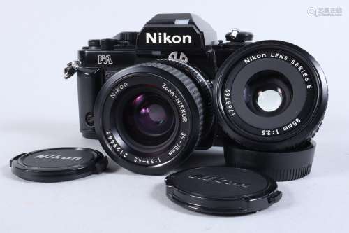 A Nikon FA SLR Camera, black, serial no 5312096, shutter wor...