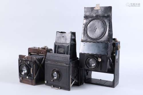Three Early German Plate Cameras, comprising a Nettel Deck-R...