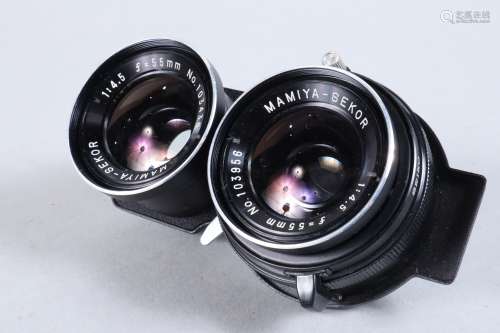A Mamiya-Sekor 55mm f/4.5 TLR Lens Pair, for Mamiya C TLR ca...