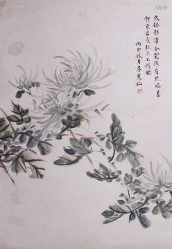 李惠仙款 菊花立轴