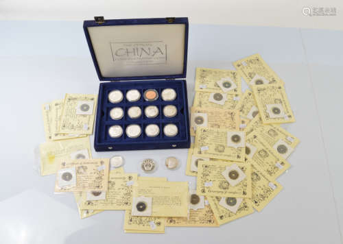 A collection of commemorative Chinese coins, from the 1990s ...