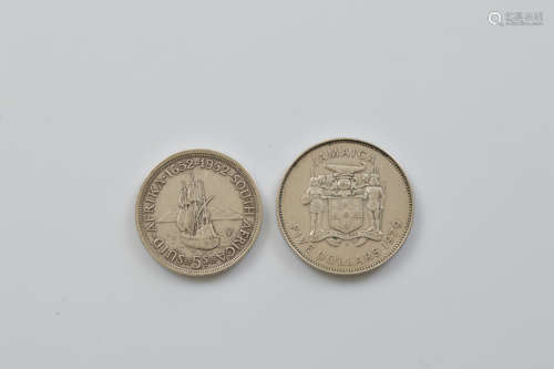 A George VI South African 1952 5 shilling, together with a J...