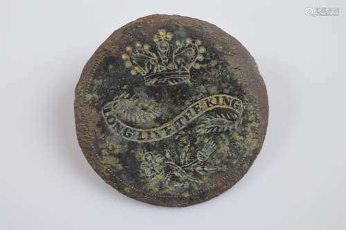 A George III 'Long Live the King' 1789 commemorative button,...
