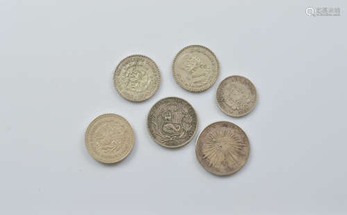 Six South American 19th and 20th Century circulated silver c...