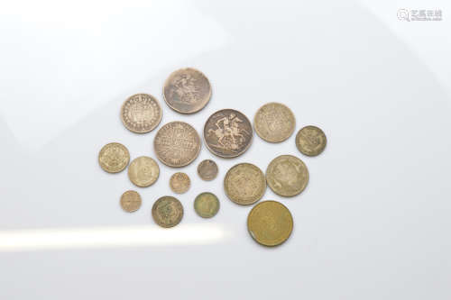 A collection of silver Georgian and Victorian coins, includi...