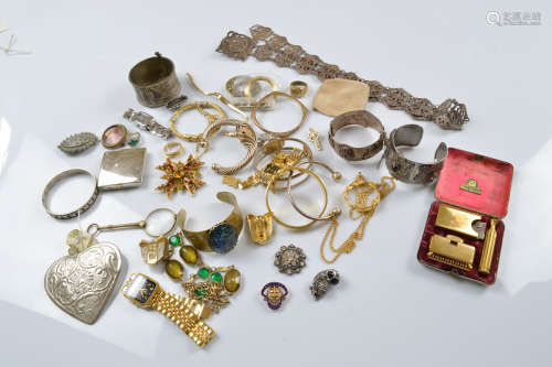 A quantity of costume jewellery, including an electro plated...