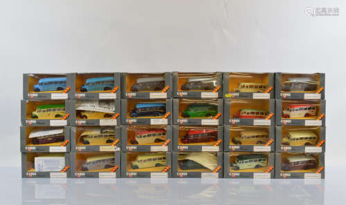 Fifty One Corgi Classics bus models, boxed.