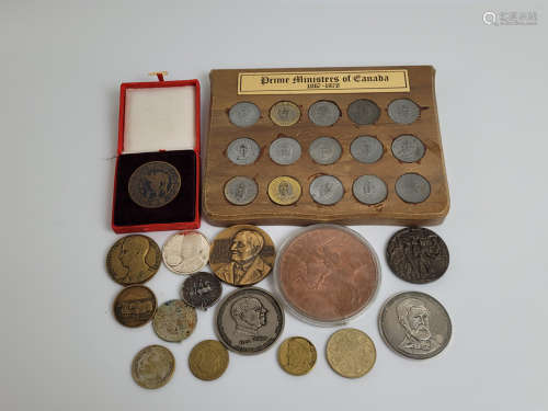 A collection of continental and world medals and medallions,...