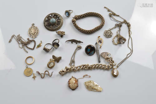 A collection of silver and gold jewellery, including a 9ct g...