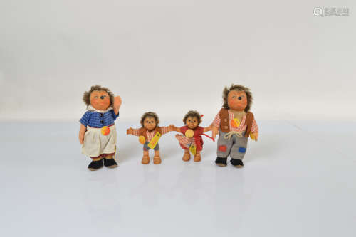 A family of four Steiff hedgehog figurines, comprising Mecki...
