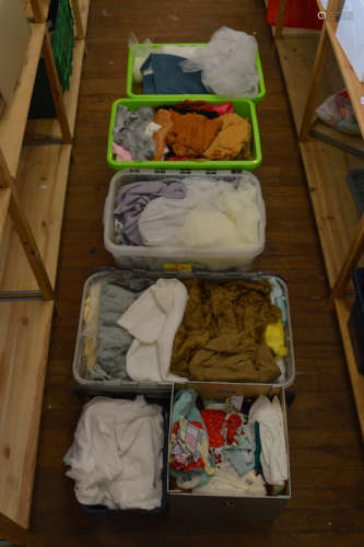 A massive quantity of textiles used for doll clothing, 6 box...