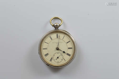 An Edwardian silver open faced pocket watch, with Waltham mo...