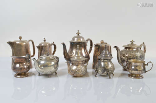 A collection of various silver plated and hotel plate tea an...