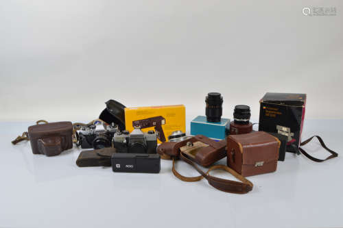 A quantity of cameras and camera accessories, including two ...