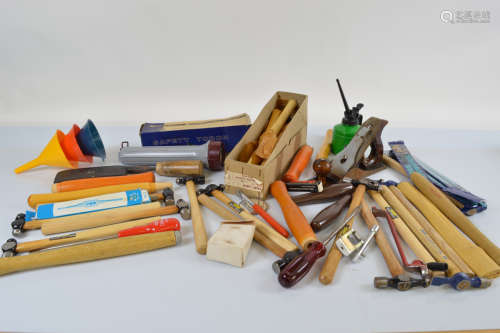 A quantity of workshop tools, including engineer hammers, wo...