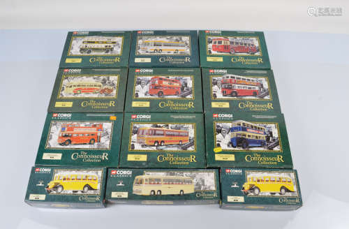 Twelve Corgi Classics Connoisseur Collection models, all bus...