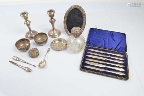 A collection of silver and silver plated ware, including a p...