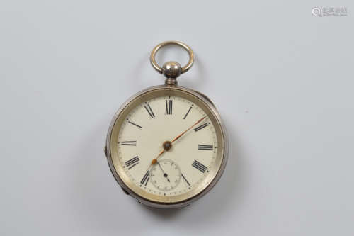 A continental open faced white metal fob watch, circa 1900, ...