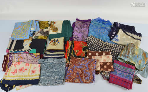 A collection of various silk and polyester lady's scarves, i...