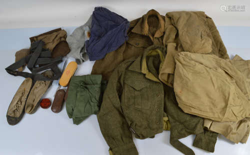 A WWII British Army Uniform, and accessories including a 194...
