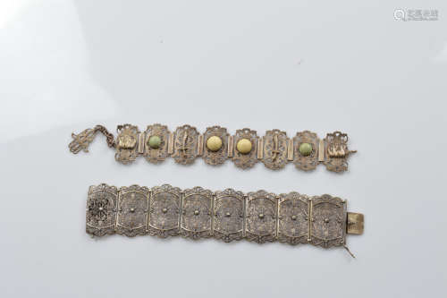 A continental early 20th Century white metal filigree bracel...