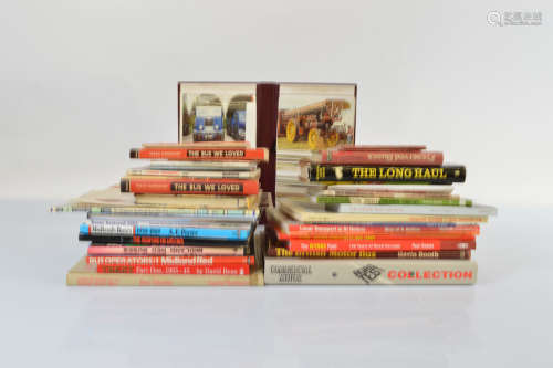 A collection of hardback and paperback books relating to bus...