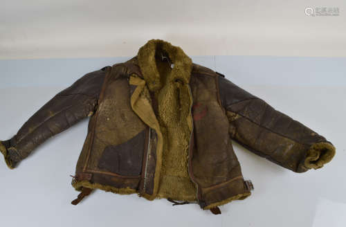 An American WWII leather and sheepskin lined flying jacket, ...