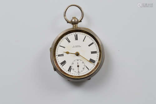 A George V silver open faced fob watch by H Samuel, white en...