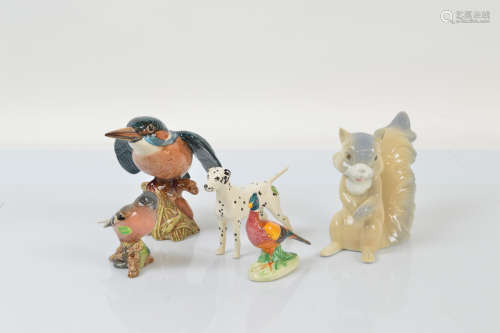 Three Beswick pottery bird figurines, including pheasant, ch...