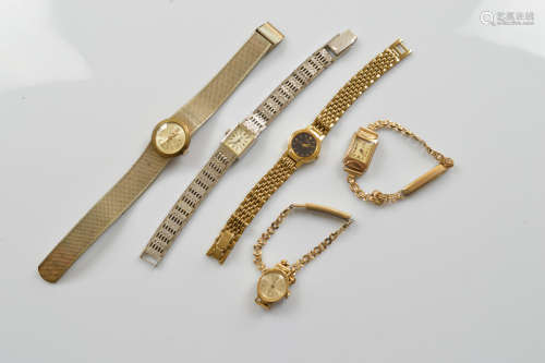 A small quantity of ladies wristwatches, three in gilt metal...