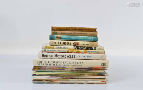 A collection of books and magazines relating to motorcycles,...