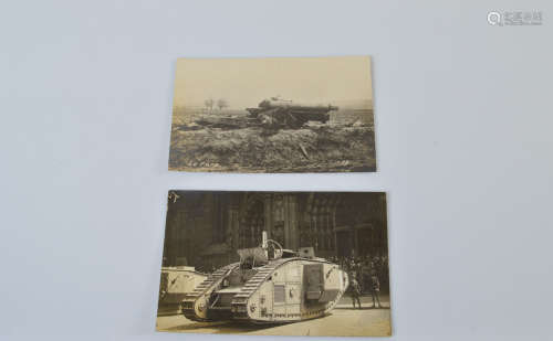 Two early WW1 RP postcards, of a British Army tank, possibly...