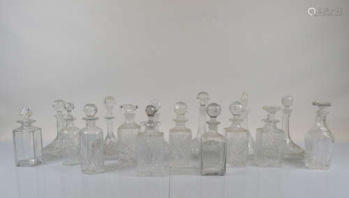 A very large collection of glass decanters and associated st...