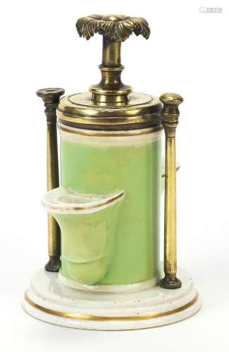 19th century porcelain and brass Schlesinger's Patent hydrau...