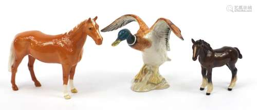 Collectable china animals comprising a Beswick Mallard duck ...