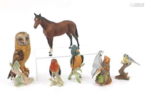 Collectable china animals comprising Beswick horse and five ...