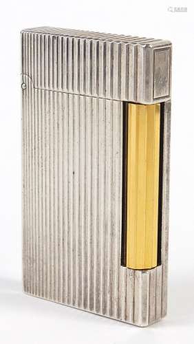 S T Dupont, silver and gold plated pocket lighter with box, ...