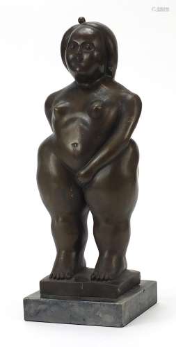 Modernist patinated study of a nude female in the style of F...