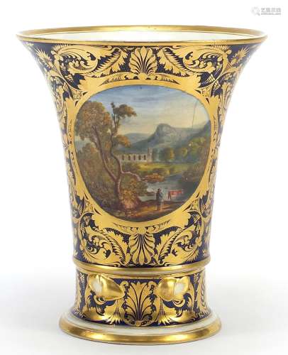 Derby, early 19th century two piece fluted two piece vase ha...