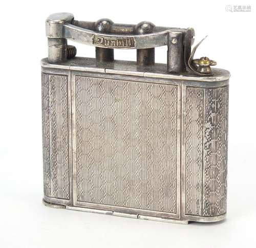 Novelty Art Deco silver plated faux Dunhill lighter compact,...