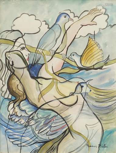 Manner of Francis Picabia - Surreal composition, nude female...