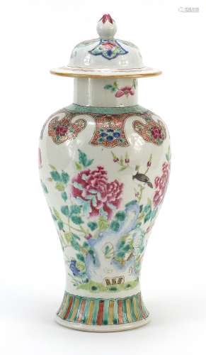 Chinese porcelain baluster vase and cover hand painted in th...