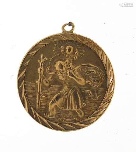 9ct gold St Christopher pendant, 18mm in diameter, 1.7g