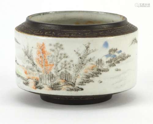 Chinese porcelain brush pot hand painted with figures in a r...