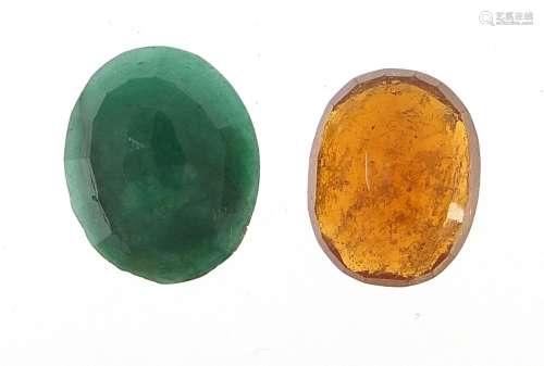 Two gemstones with certificates comprising hessonite garnet,...