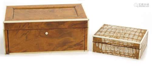 Two 19th century ivory strung boxes including a taxidermy in...