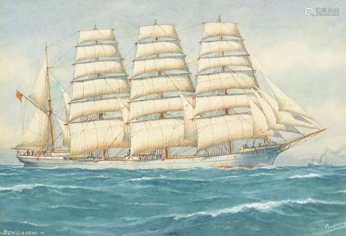 Pelham Jones 1950 - Bengairn, clipper at sea, watercolour, m...