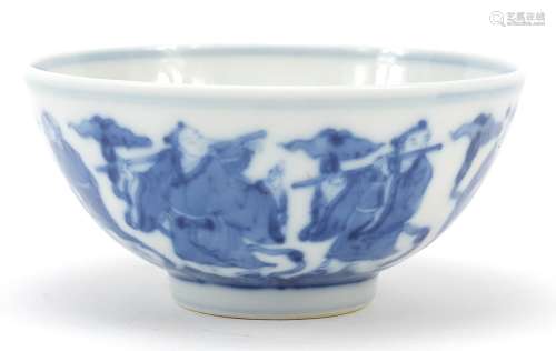 Chinese blue and white porcelain bowl hand painted with eigh...
