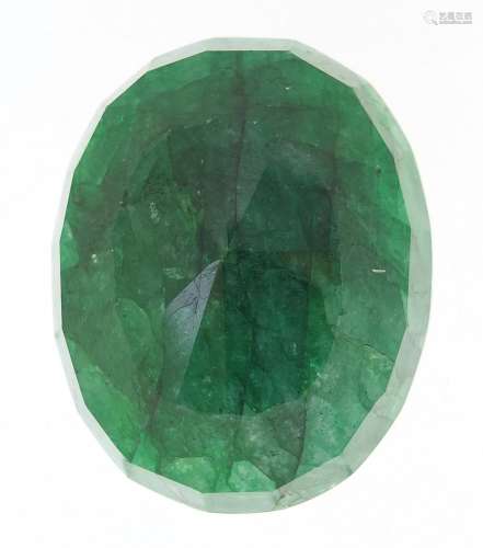 Large oval emerald beryl gemstone with certificate, approxim...