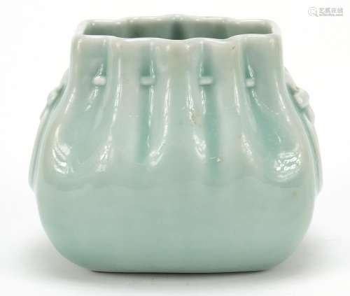 Chinese porcelain sack design vase having a celadon glaze, s...